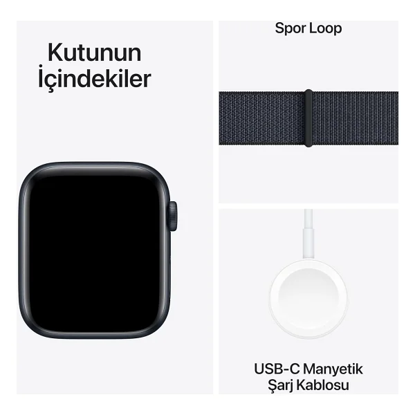 Apple Watch Se 2 2023 GPS + Cellular 40mm Gece Yarısı Alüminyum Kasa Ve Mürekkep Moru Spor Loop Kordon Akıllı Saat - Görsel 6