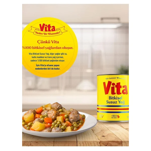 Vita Bitkisel Susuz Margarin 2 Lt - Görsel 8