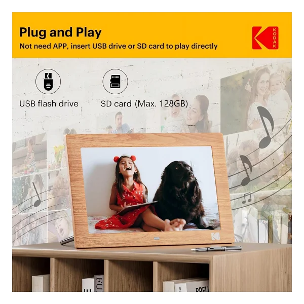 Kodak 10.1 Inc Ahsap Dijital Resim Cercevesi, Uzaktan Kumanda, Ips Ekran Hd - Görsel 5
