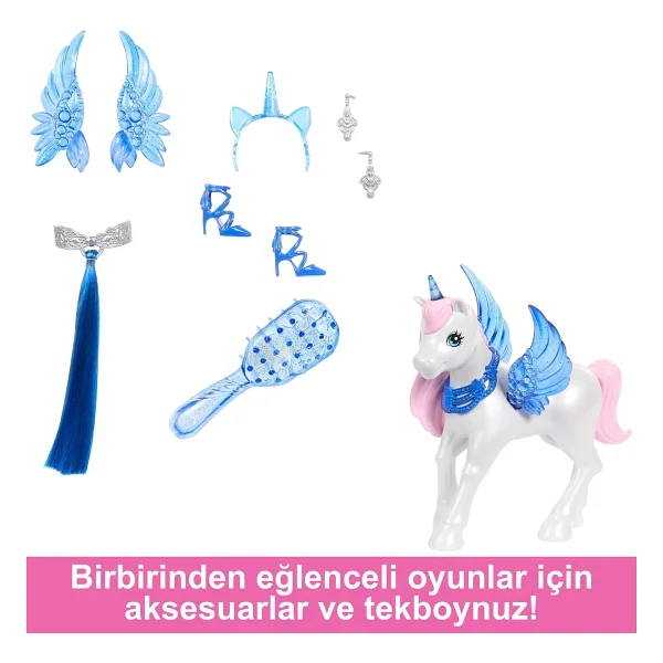 Barbie 65. Yıl Özel Mavi Saçlı Prenses Hrr16 - Görsel 6