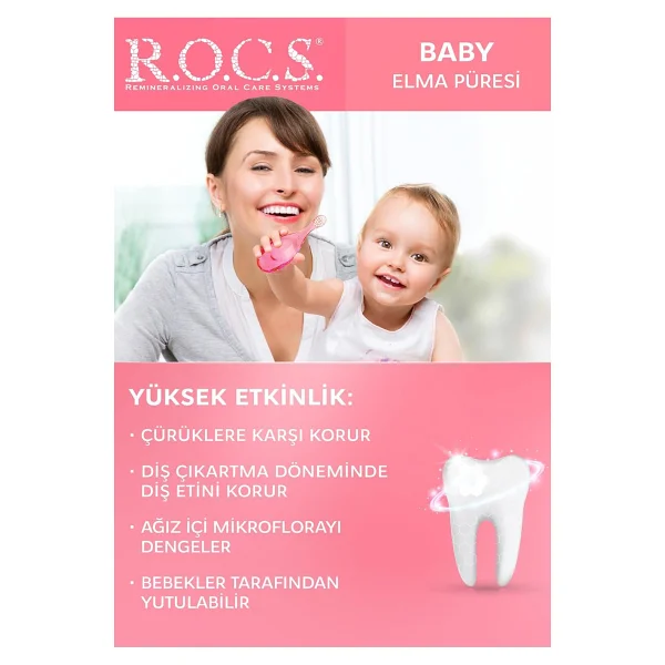 R.O.C.S. Elma Püresi Tadında 0-3 Yaş 35 ml Florürsüz Bebek Diş Macunu - Görsel 3