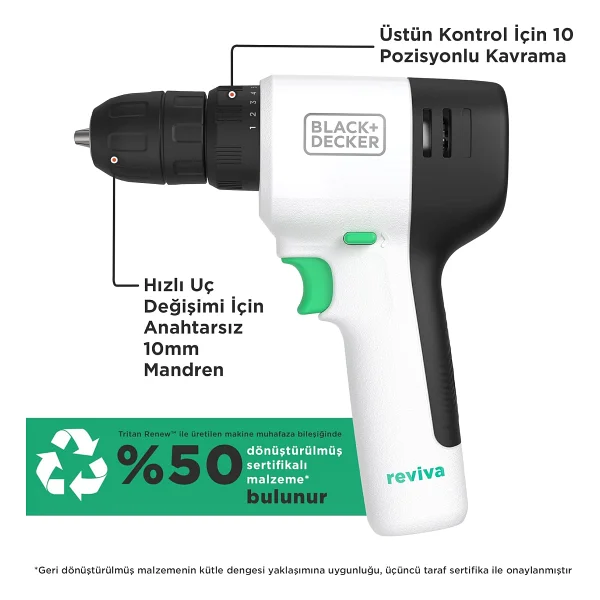 Black+Decker Revdd12a80 Reviva 12 V Matkap - Görsel 2