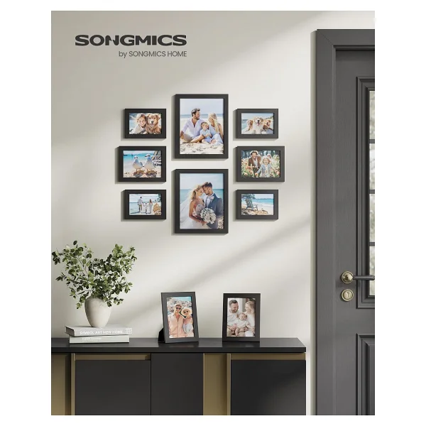 Songmıcs Resim Çerçevesi Seti 10'lu, 20 X 25 Cm Boyutunda 2 Fotoğraf, 13 X 18 Cm Boyutunda 4 Fotoğraf, 10 X 15 Cm Boyutunda 4 Fotoğraf, Siyah - Görsel 2