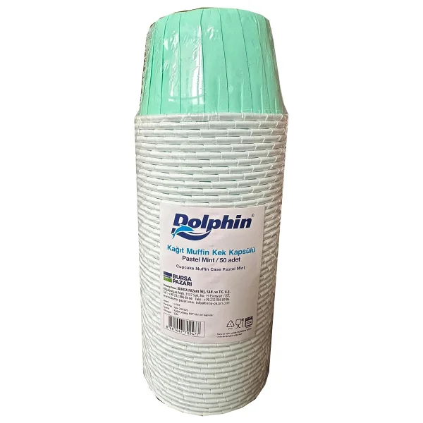 Dolphin Muffin Kağıt Karton Pastel Yeşil Cupcake Kek Kalıbı Kapsülü Kabı - 50 Adetlik 10 Paket - Görsel 2