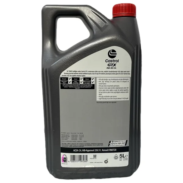Castrol GTX 5w-30 C4 5 Lt Motor Yağı - Görsel 2