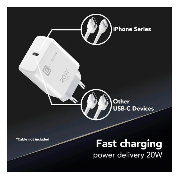 Cellularline Achıphusbcpd20ww 20w Type-C Ev Şarj Adaptörü - Görsel 6