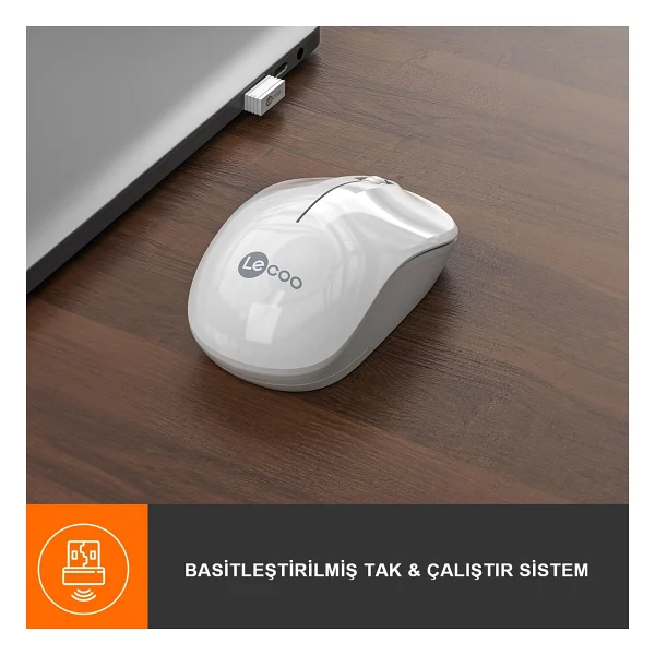 Lenovo Lecoo Ws206 Siyah Ergonomik Optik Kablosuz Mouse - Görsel 4