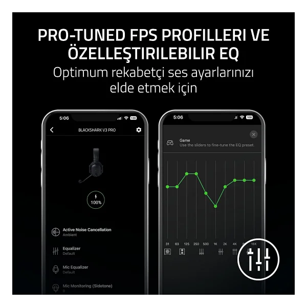 Razer Blackshark V3 Pro 7.1 USB Kablolu/Kablosuz Kulak Üstü Oyuncu Kulaklığı - Görsel 10