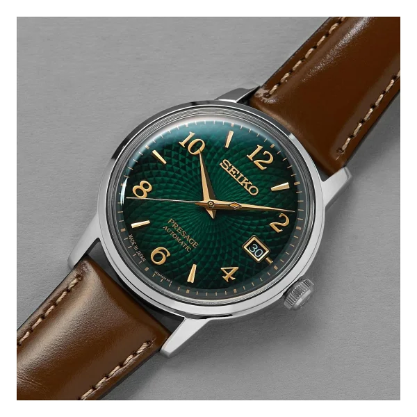 Seiko Presage Cocktail Time Srpe45 Deri Kordon Kahverengi-Yeşil Erkek Kol Saati - Görsel 5