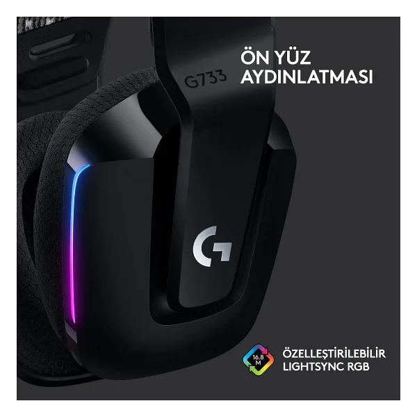 Logitech G733 Lightspeed RGB 7.1 Kablosuz Kulak Üstü Oyuncu Kulaklığı - Görsel 4