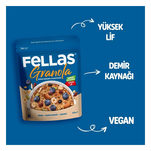 Fellas Yaban Mersinli Ve Kuruyemişli Granola 200 Gr - Görsel 5