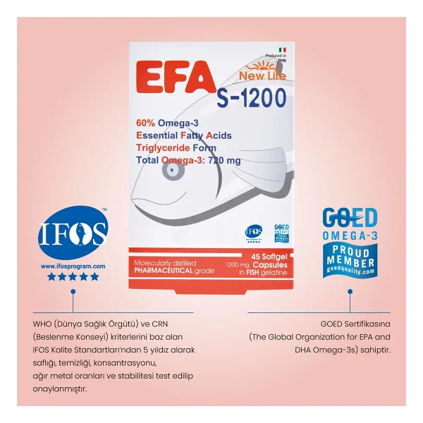 New Life EFA S-1200 Omega 3 Balık Yağı 45 Kapsül - Görsel 6