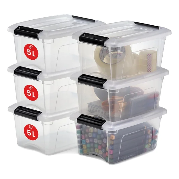 Iris Ohyama, 3'lü Set İstiflenebilir Saklama Kutusu, Klik Kilitli - New Top Box Ntb-15 - Plastik, Şeffaf, 3 X 15 L, U 39,5 X G 29 X Y 18,6 Cm - Görsel 4