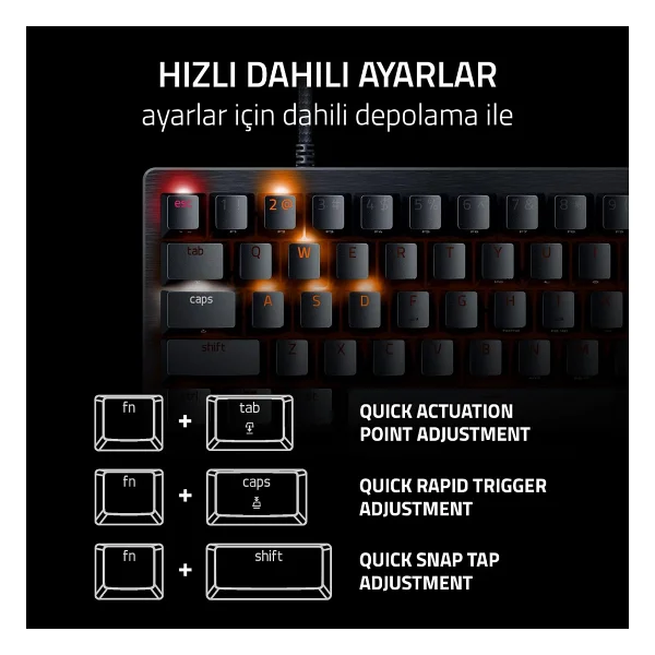 Razer Huntsman V3 Pro Mini %60 RGB Tkl Analog Optical Switch Kablolu Mekanik Oyuncu Klavyesi - Görsel 6