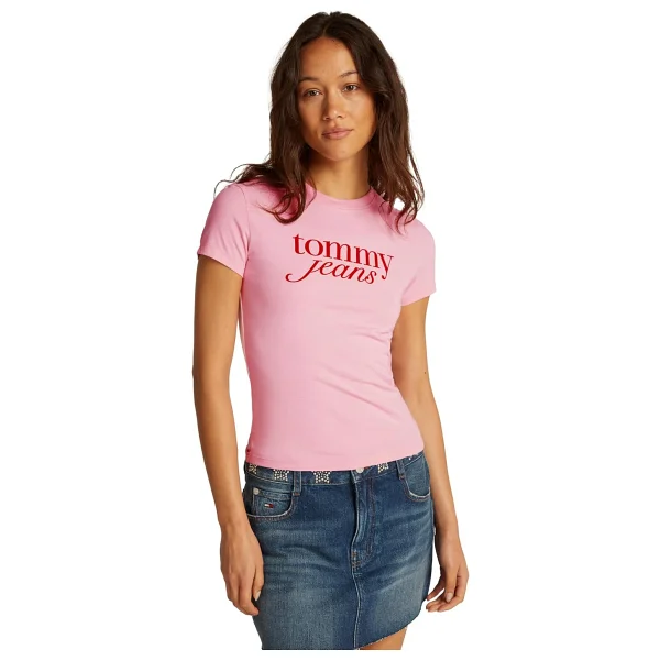 Tommy Hilfiger Jeans Slim Essential Logo Ext DW0DW19447 Kısa Kollu Bisiklet Yaka Kadın Tişört - Görsel 6