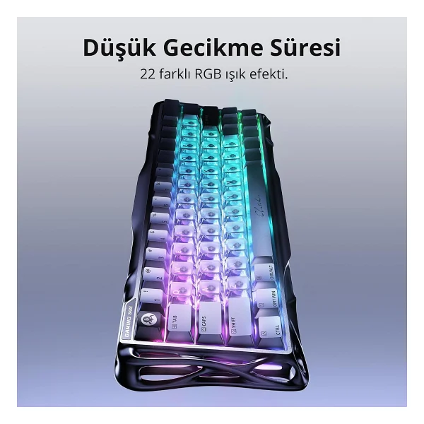 Gravastar Mercury V60 Pro Chrome Silver Deluxe Edition RGB %60 Tkl Ufo Magnetic Switch Kablolu Mekanik Oyuncu Klavyesi - Görsel 7