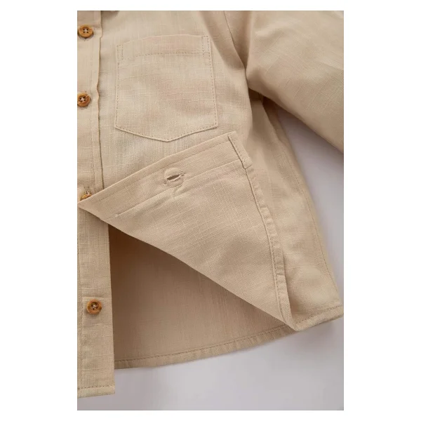 DeFacto Erkek Bebek Erkek Bebek Poplin Uzun Kollu Gömlek, Bej, 24-36 M - Görsel 2