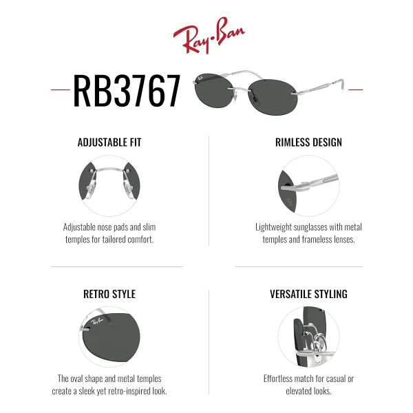 Ray-Ban 3767 003/87 Silver-Dark Grey Güneş Gözlüğü - Görsel 5