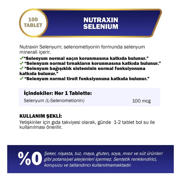 Nutraxin Selenium 100 mcg 100 Tablet - Görsel 3