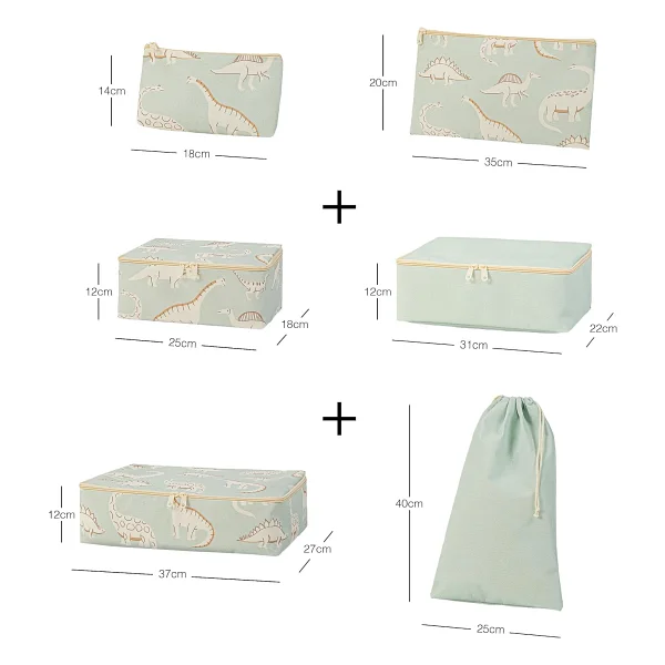 Ocean Home Textile 6'lı Çocuk Odası Dinozor Bavul İçi Düzenleyici Set - Görsel 2