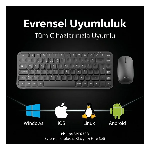 Philips Spt6338 Kablosuz Klavye Mouse Seti - Görsel 7