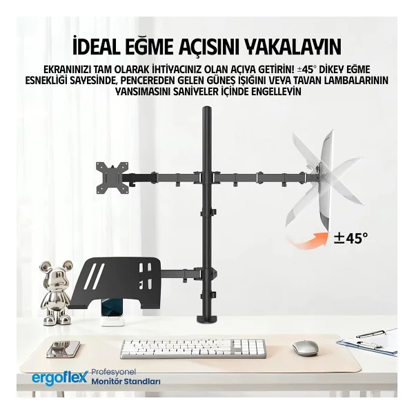 Ergoflex EF75 13-27 inç Üç Kollu Monitör Standı - Görsel 5