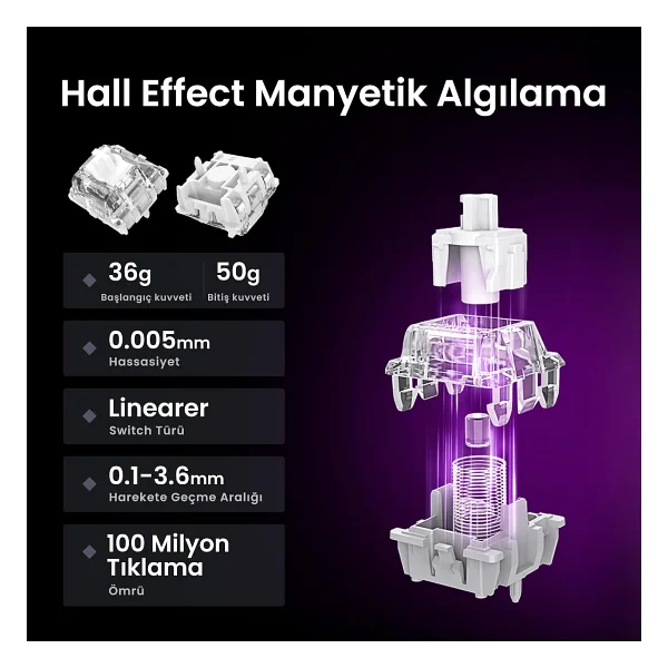 Gravastar Mercury V75 He Siyah RGB %75 Tkl Magnetic Switch Kablolu Mekanik Oyuncu Klavyesi - Görsel 5