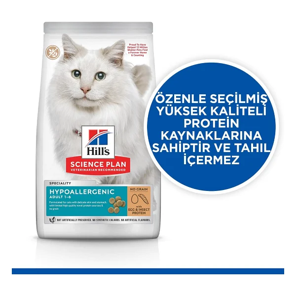 Hill's Hypo-Allergenic Yumurta ve Böcek Proteinli 7 kg Yetişkin Kedi Maması - Görsel 2