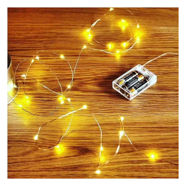 Robeve Peri LED Metre Gün Işığı Sarı Renkli Pilli Dekoratif Aydınlatma Süsleme Parti Sarı LED Işık Yılbaşı LED Işık Süsleme Dekorasyon Işığı Şerit Aydınlatma LED (Günışığı, 5) - Görsel 7