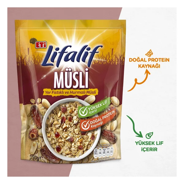 Eti Lifalif Yer Fıstıklı ve Hurmalı Müsli 350 gr - Görsel 2