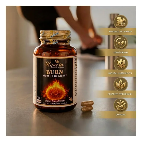 Kiperin Burn Vücut Yağı Hedefleyici L-Karnitin, Yeşil Çay, Guarana, Zencefil, Garsiniya, Kafein 60 Kapsül - Görsel 2