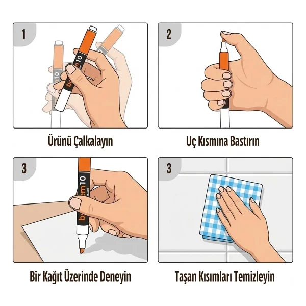 Derz Kalemi Hızlı Kuruyan Su Bazlı Kokusuz Kalıcı Fayans Yenileme 3 Adet - Görsel 2