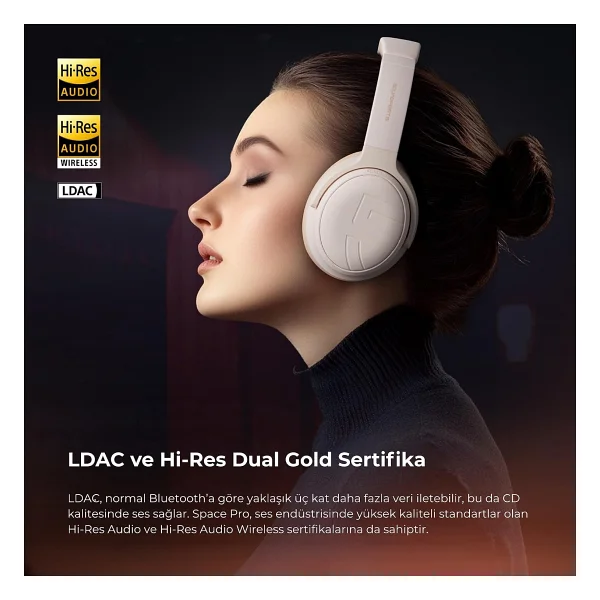 Soundpeats Space Pro ANC Kulak Üstü Bluetooth Kulaklık - Görsel 5