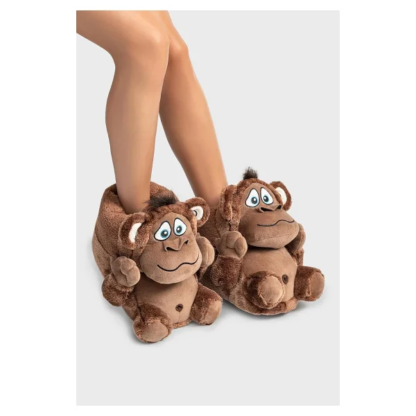 Twigy Monkey Unisex Hayvanlı Panduf Kahverengi 36/43 - Görsel 2