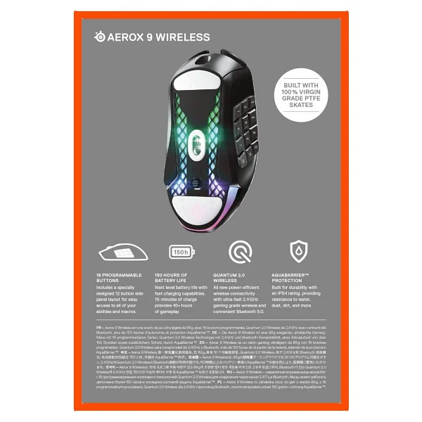 Steelseries Aerox 9 RGB Makrolu Şarjlı Optik Kablosuz Oyuncu Mouse - Görsel 10