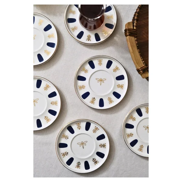 Tabak Evi Acem Zade Lacivert 12.5 cm 6'lı Çay Tabağı - Görsel 2