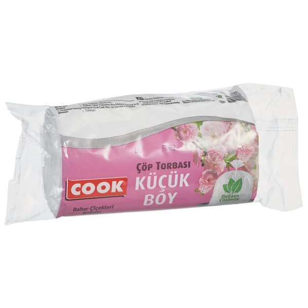 Cook Kokulu Çöp Torbası, Küçük Boy, 40 X 47 Cm, 30 Yaprak, Bahar Çiçekleri Kokulu, Şeffaf - Görsel 2