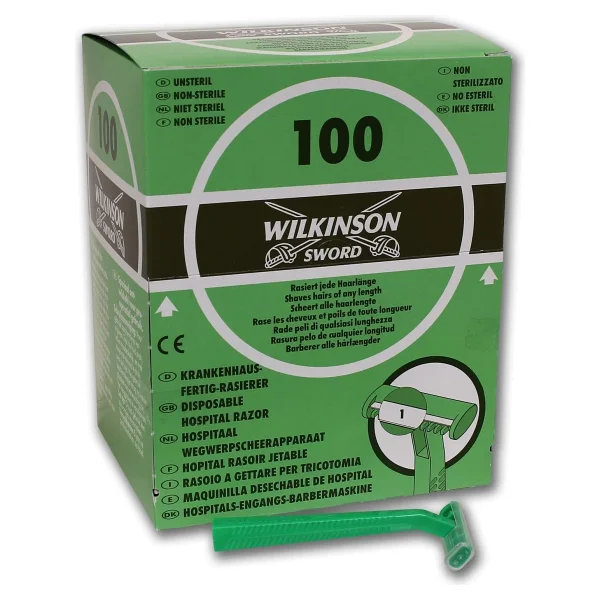 Wilkinson Sword Tek Kullanımlık Tıraş Makinesi Hastane, Çekilebilir Fonksiyonlu, Dağıtıcı Kutusu, Yeşil - Görsel 2