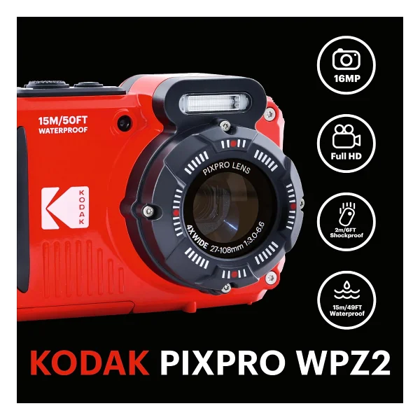 Kodak Pixpro Wpz2 Sualtı Kırmızı Dijital Fotoğraf Makinesi - Görsel 2