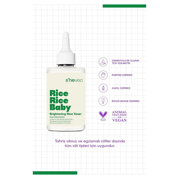 She Vec Rice Rice Baby Aydınlatıcı 200 ml Tonik - Görsel 6