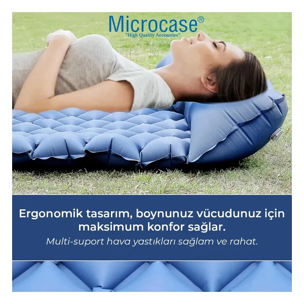 Microcase Su Geçirmez Pompasız Ayakla Şişen Tek Kişilik Katlanabilir Şişme Outdoor Kamp Yatağı AL4525 - Görsel 3