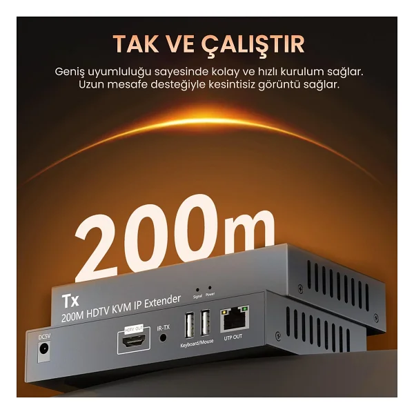 Veggieg 1080p Full HD 60hz Hdmı Kvm Ip Extender 200 Metre Cat5e/6 Hdmı Menzil Genişletici Uzatıcı - Görsel 4