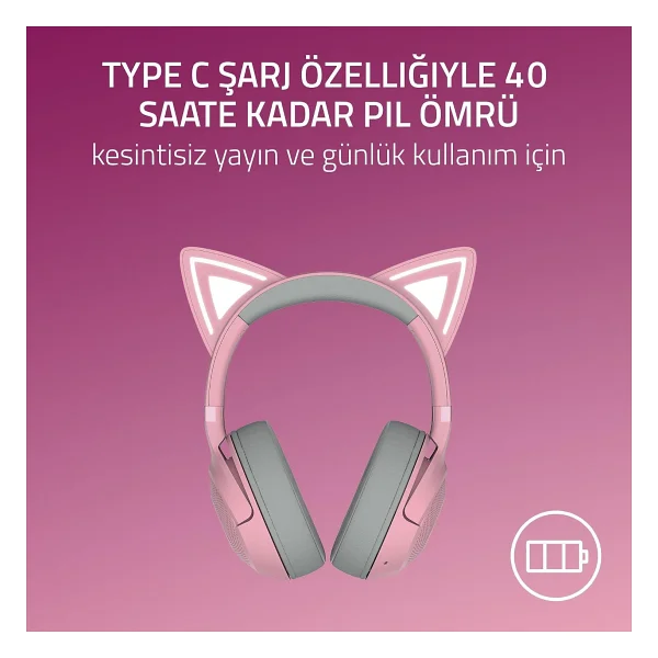 Razer Kraken Kitty V2 BT Pembe Kulak Üstü Bluetooth Kulaklık - Görsel 7