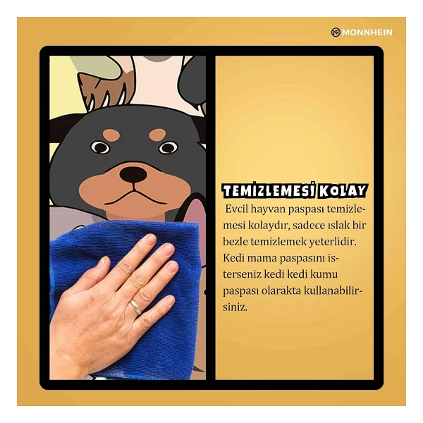 Monnhein Mama ve Su Evcil Hayvan Beslenme Matı, Kolay Temizlenen Emici Su Geçirmez Kumaş, Küçük Orta Boy ve Büyük Kedi ve Köpekler için Dayanıklı Köpek Kedi Paspas (40x60, Renkli Köpekler) - Görsel 4