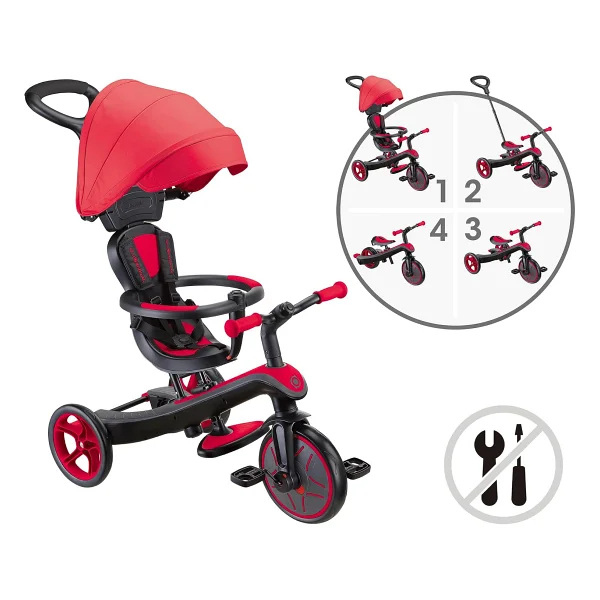 Globber Explorer Trike 4 İn 1 Kırmızı Bebek Bisikleti - Görsel 6