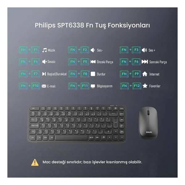 Philips Spt6338 Kablosuz Klavye Mouse Seti - Görsel 5