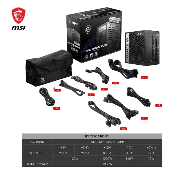 Msı Mpg A1000g Gen5 1000 W Power Supply - Görsel 7