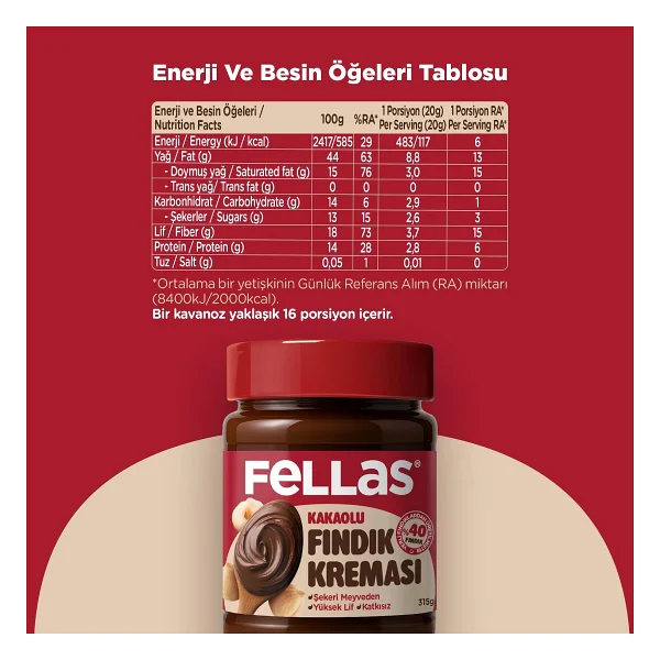 Fellas Kakaolu Fındık Kreması 315 Gr - Görsel 2