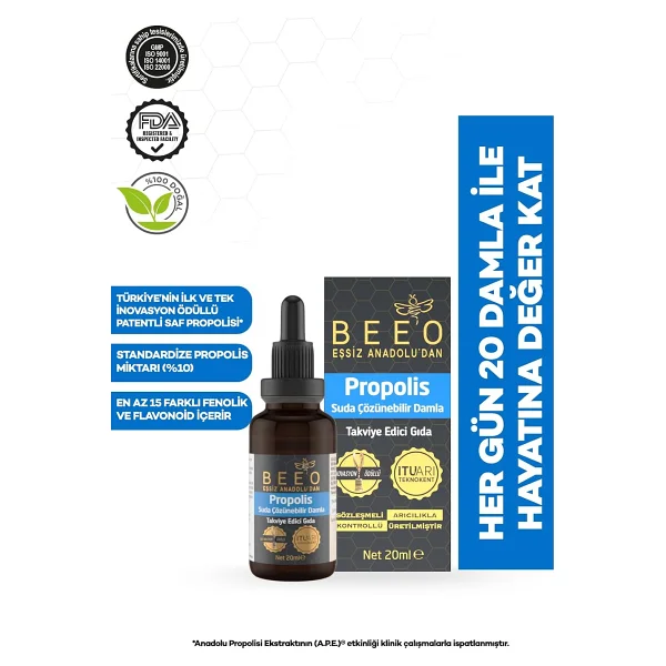 Bee'o Suda Çözünür Propolis Damla 20 Ml - Görsel 2