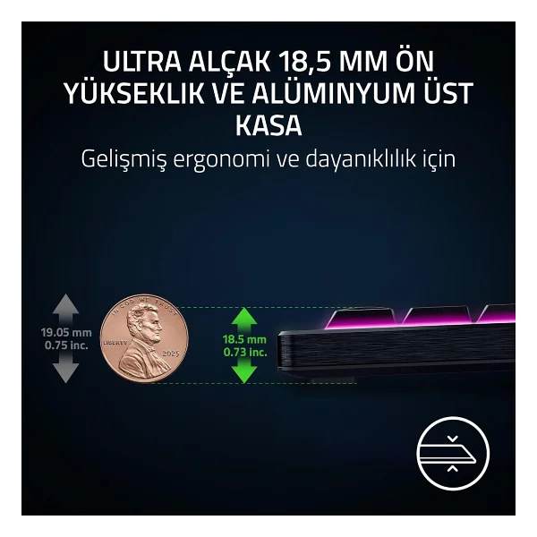 Razer Blackwidow V4 Low Profile RGB Tkl Green Switch Kablolu/Kablosuz Mekanik Oyuncu Klavyesi - Görsel 5